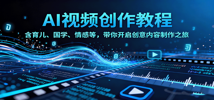 AI视频创富课，含育儿、国学、情感等，带你开启创意内容制作之旅-鼎铸网