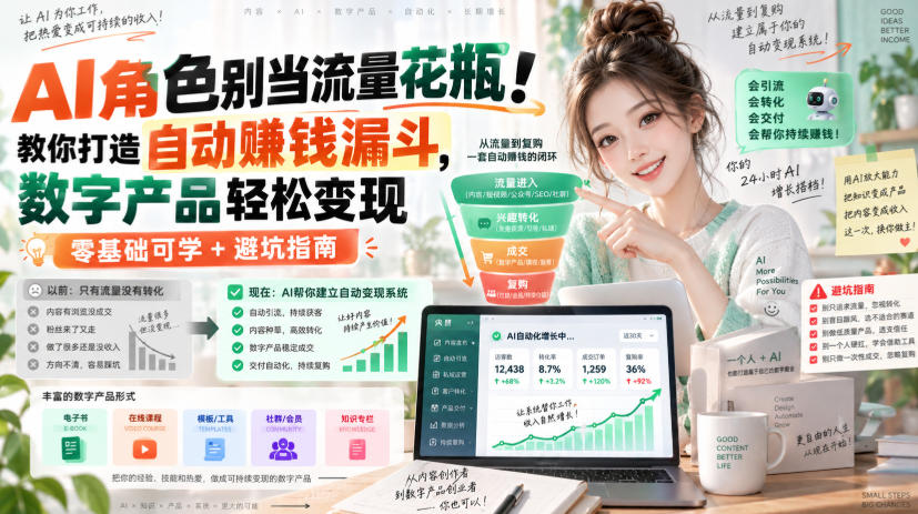 88181398312eb6927f32ab82196c0c05.jpeg AI角色别当流量花瓶!教你打造自动賺钱漏斗,数字产品轻松变现(零基础可学+避坑指南)【原创双语字幕】