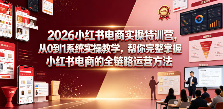 2026小红书电商实操特训营，从0到1系统实操教学，帮你完整掌握小红书电商的全链路运营方法-鼎铸网