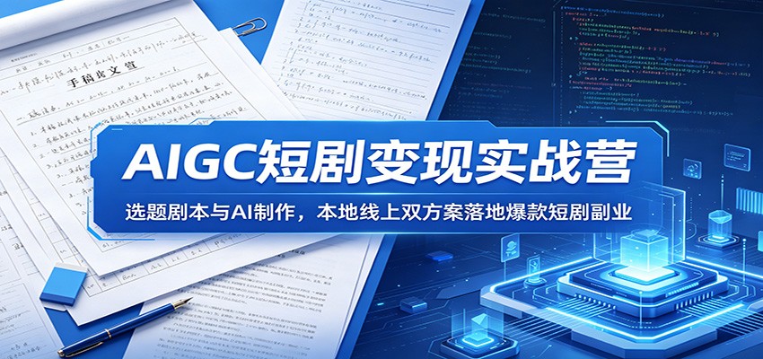 AIGC短剧变现实战营:选题剧本与AI制作,本地线上双方案落地爆款短剧副业-鼎铸网