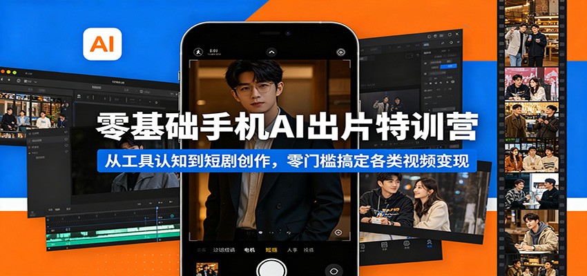 零基础手机AI出片特训营:从工具认知到短剧创作,零门槛搞定各类视频变现-鼎铸网