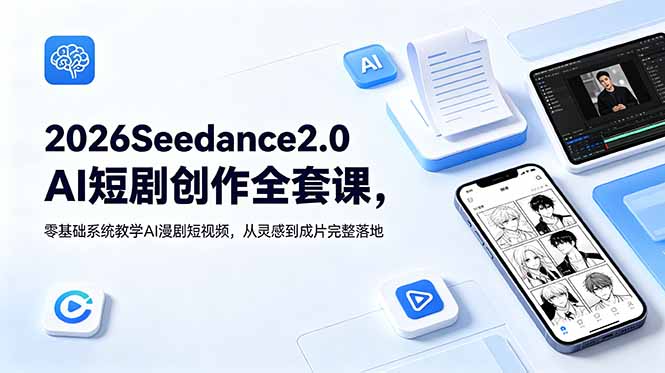 89d08797857b5b678ad5ba5ced63668e.jpeg 2026Seedance2.0AI短剧创作全套课,零基础系统教学AI漫剧短视频,从灵感到成片完整落地