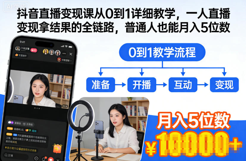 8a0935392f640c220fd293aca732deb1.jpeg 抖音直播变现课从0到1详细教学,一人直播变现拿结果的全链路,普通人也能月入5位数