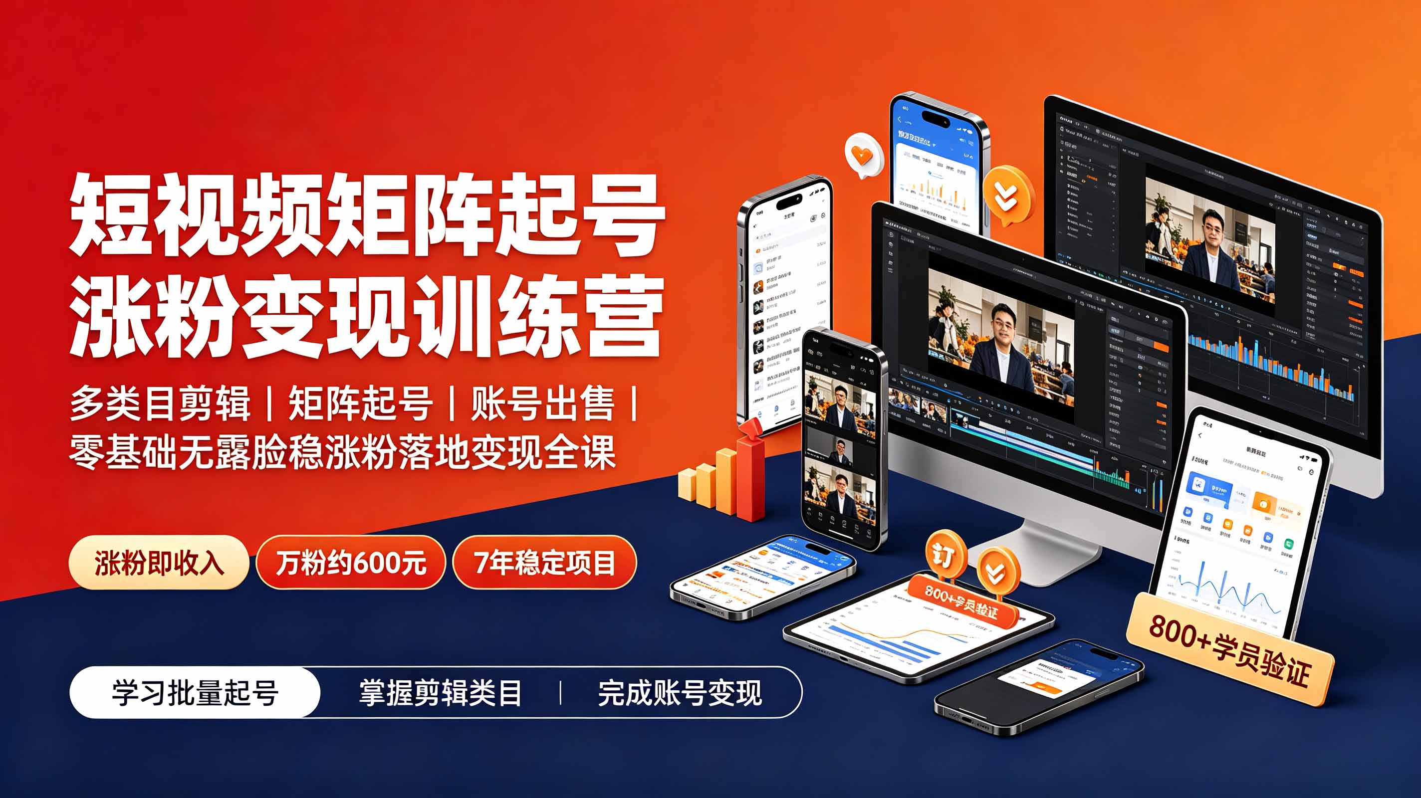 8a1752021e52e44316e150ed1e431e3b.jpeg 短视频矩阵起号涨粉变现训练营|多类目剪辑·矩阵起号·账号出售,零基础无露脸稳涨粉落地变现全课
