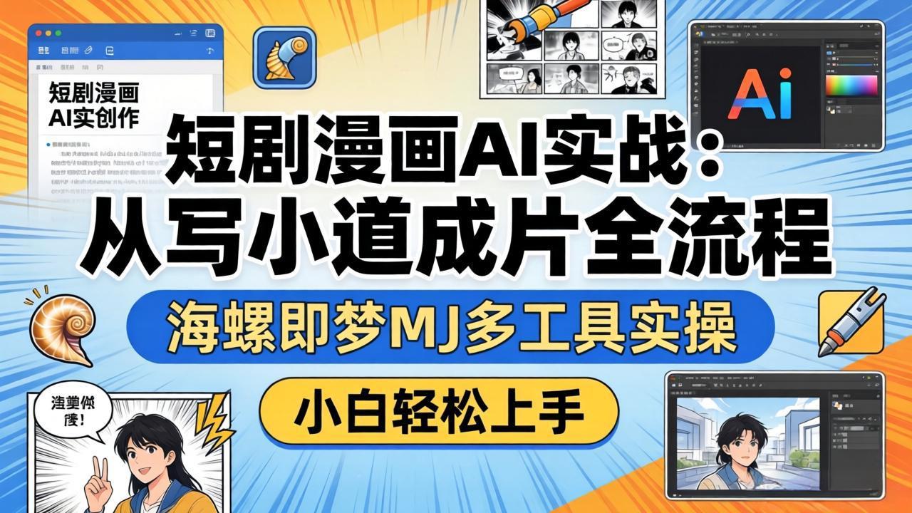 8a7ee44ef67030af5a9dde2b5bf550fe.jpeg 短剧漫画AI实战:从写小说到成片全流程,海螺即梦MJ多工具实操,小白轻松上手