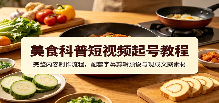美食科普短视频起号教程:完整内容制作流程,配套字幕剪辑预设与现成文案素材-鼎铸网