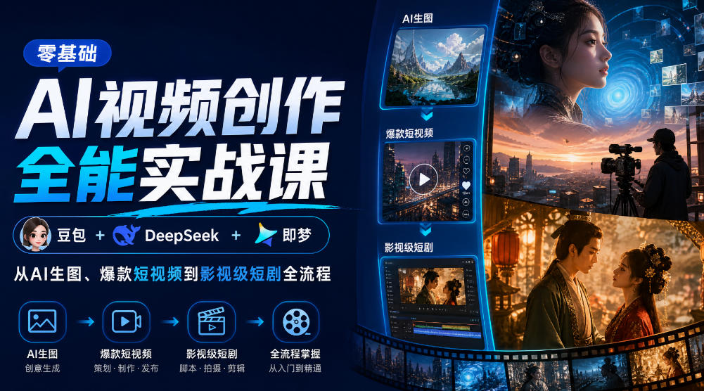 8a9c6a5adf3687ee8ae239084ce6ac96.jpeg 零基础AI视频创作全能实战课|豆包+DeepSeek+即梦,从AI生图、爆款短视频到影视级短剧全流程