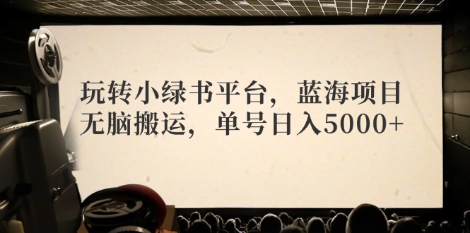 玩转小绿书平台，蓝海项目，无脑搬运，单号日入5000+-鼎铸网