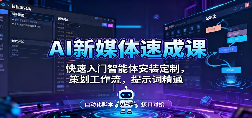 AI新媒体速成课：快速入门智能体安装定制，策划工作流，提示词精通-鼎铸网