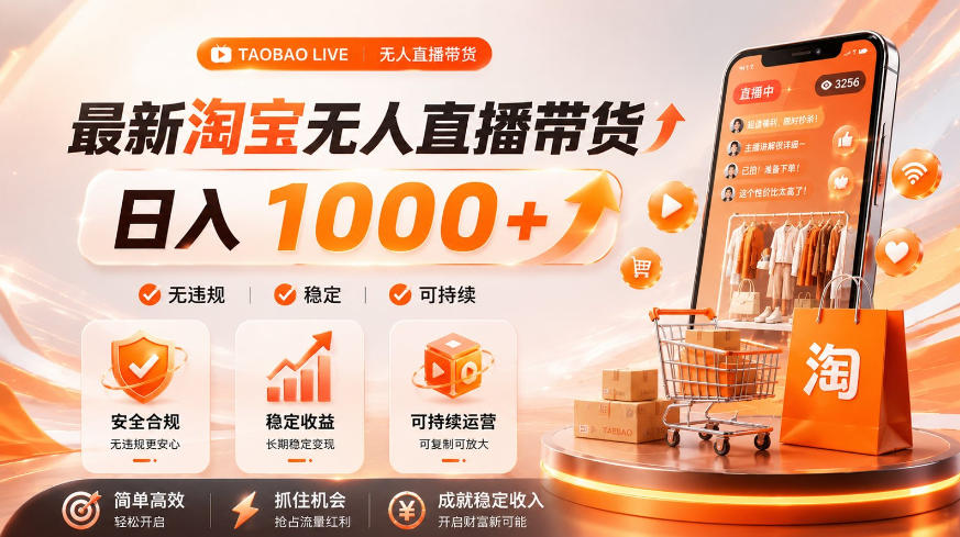 8b025c29931e7a456f34ab49f3ea9b3b.jpeg 拒绝死工资!淘宝无人直播,让你睡觉都在进账,单设备日入1k+普通人的变现蓝海【揭秘】