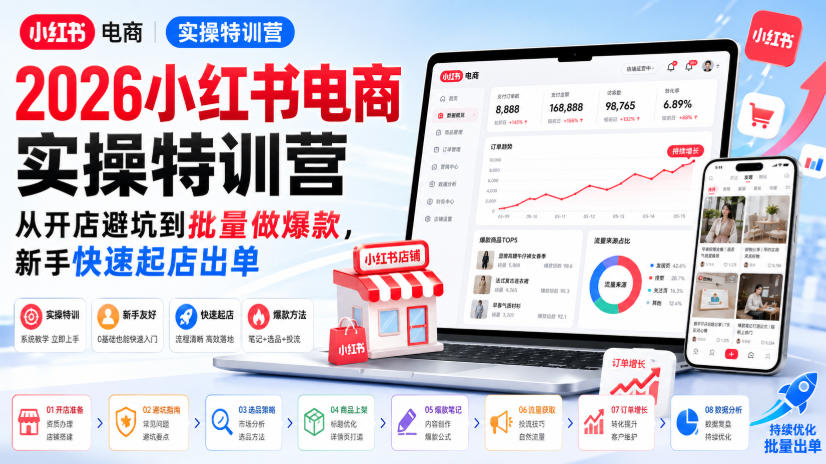 8b16d997c320505c67095bf9a2856b5e.jpeg 2026小红书电商实操特训营,从开店避坑到批量做爆款,新手快速起店出单