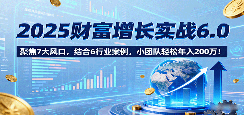 2025财富增长实战6.0，聚焦7大风口，结合6行业案例，小团队轻松年入200万！-鼎铸网