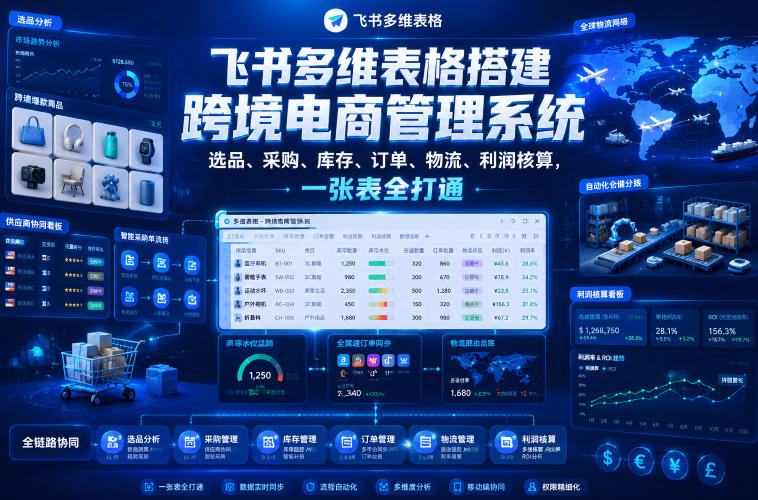 8b63cb3bde042a78e4f00c238f1969f1.jpeg 飞书多维表格搭建跨境电商管理系统,选品、采购、库存、订单、物流、利润核算,一张表全打通