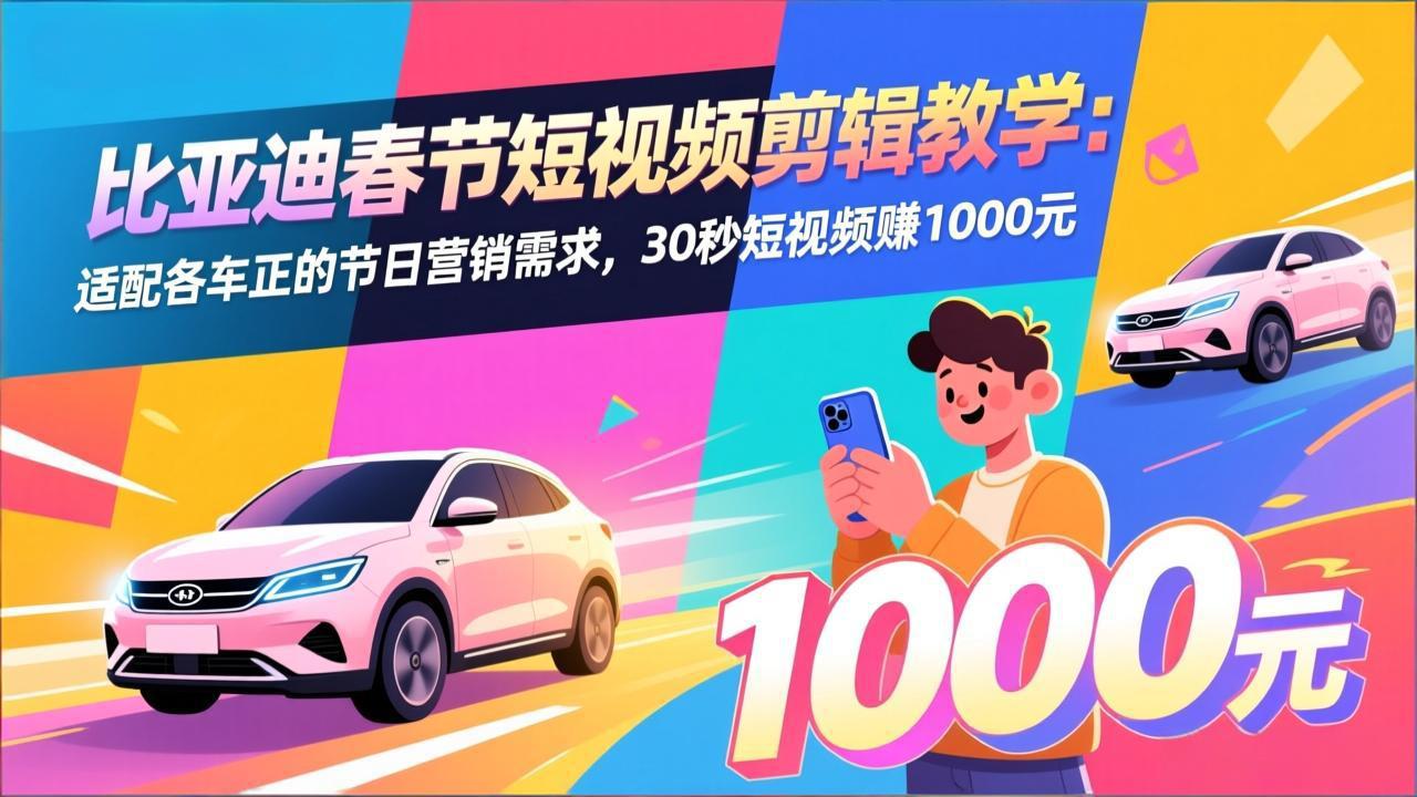 8b99b9628c35578d4eed218340a05592.jpeg 比亚迪春节短视频剪辑教学:适配各车企的节日营销需求,30秒短视频赚1000元