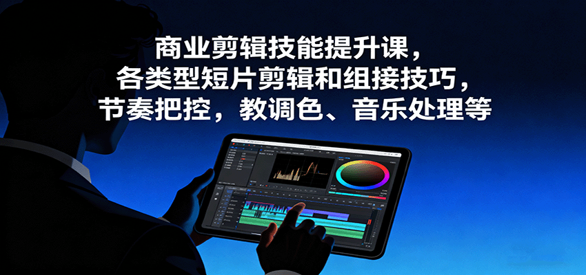 商业剪辑技能提升课,各类型短片剪辑和组接技巧,节奏把控,教调色、音乐处理等-鼎铸网