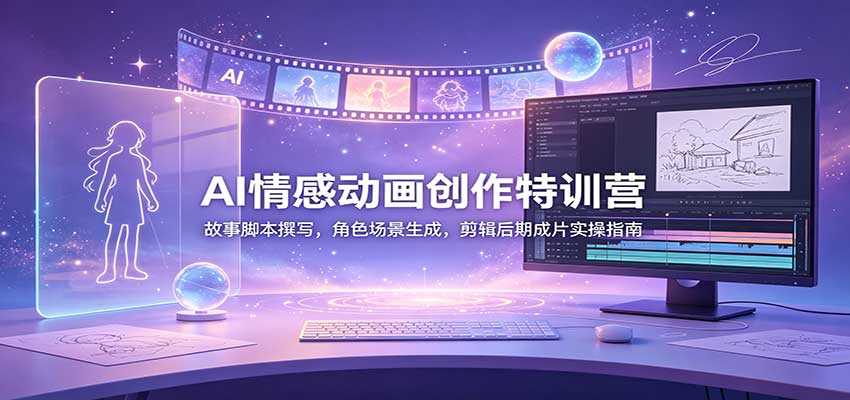 AI情感动画创作特训营：故事脚本撰写，角色场景生成，剪辑后期成片实操指南-鼎铸网