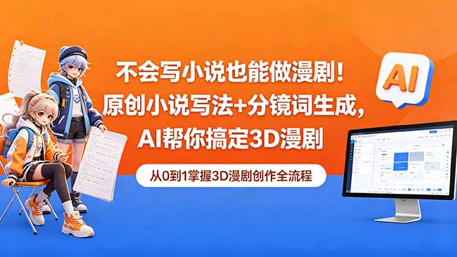 不会写小说也能做漫剧！原创小说写法+分镜词生成，AI帮你搞定3D漫剧-鼎铸网