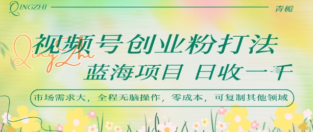 视频号创业粉打法，日入1k，蓝海项目，市场需求大，全程无脑操作，可复制-鼎铸网