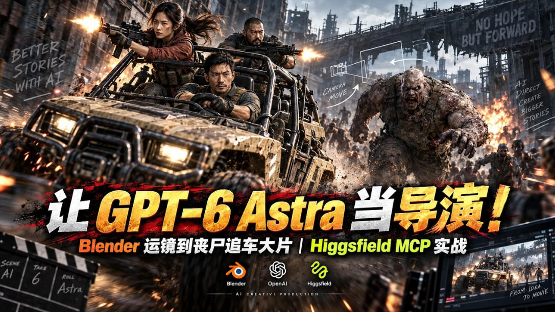 8c4feb58298695a13f84137a2490ced5.jpeg 让GPT-6 Astra当导演!Blender运镜到丧尸追车大片|Higgsfield MCP实战