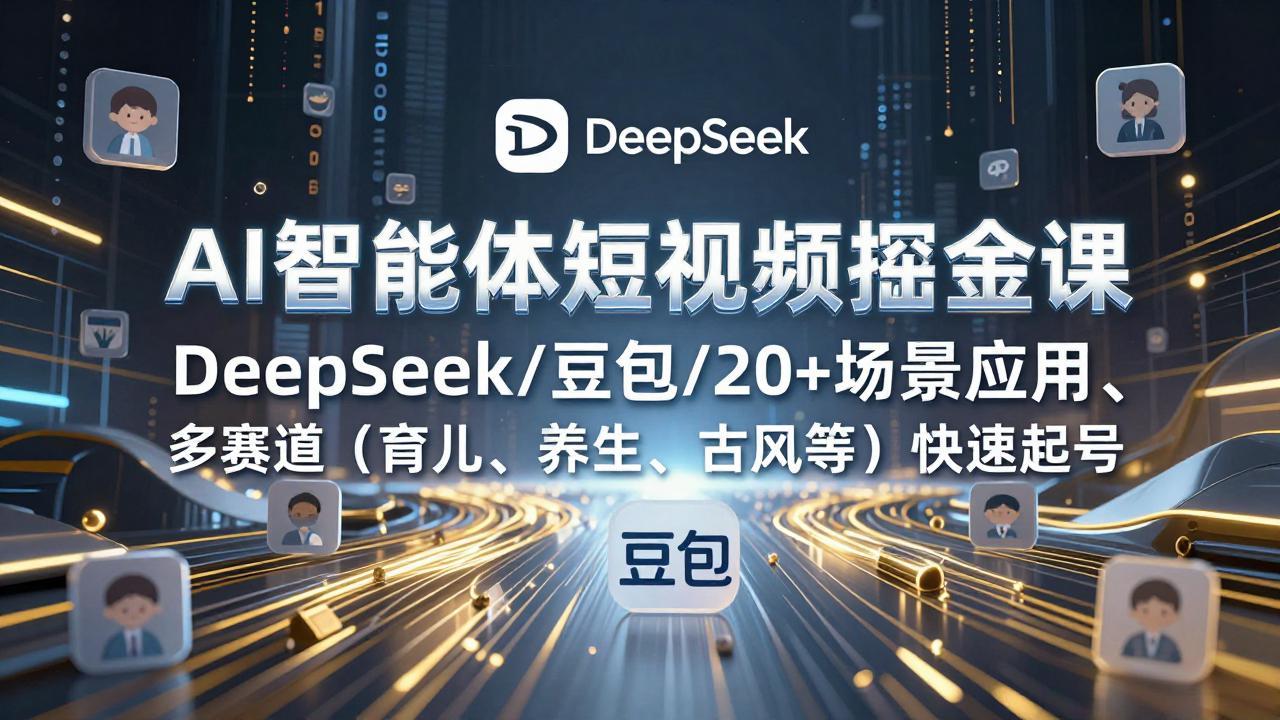 8c65d98a4e38c31815f8dd1cd21a9d6a.jpeg AI智能体短视频掘金课,DeepSeek/豆包/20+场景应用、多赛道(育儿、养生、古风等