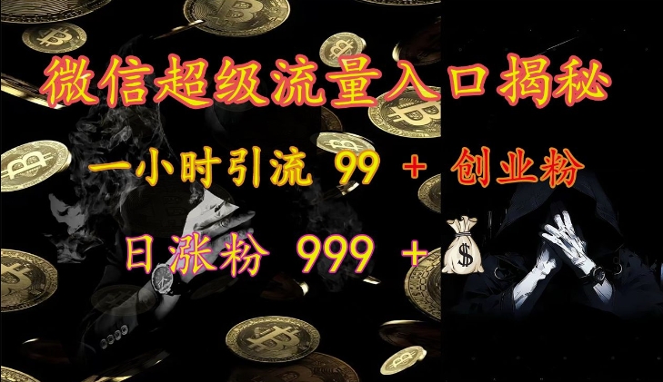 微信超级流量入口揭秘:一小时引流 99 + 创业粉,日涨粉 999 +-鼎铸网