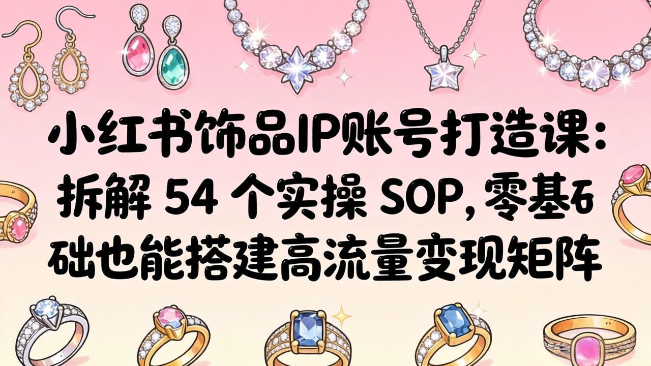 8dba683ea148ce86c0552c0b3a9a7770.jpeg 小红书饰品IP账号打造课:拆解 54 个实操 SOP,零基础也能搭建高流量变现矩阵