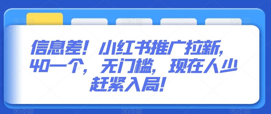 信息差！小红书推广拉新，40一个，无门槛，现在人少赶紧入局！-鼎铸网
