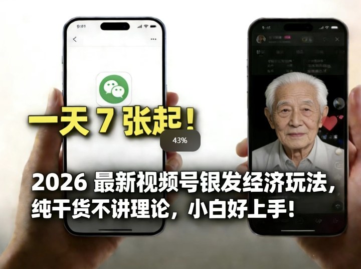 2026最新视频号银发经济玩法，轻松每天7张起，小白也可做-鼎铸网