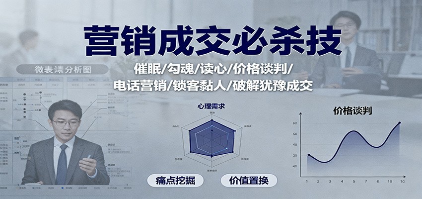 营销成交必杀技:催眠/勾魂/读心/价格谈判/电话营销/锁客黏人/破解犹豫成交-鼎铸网
