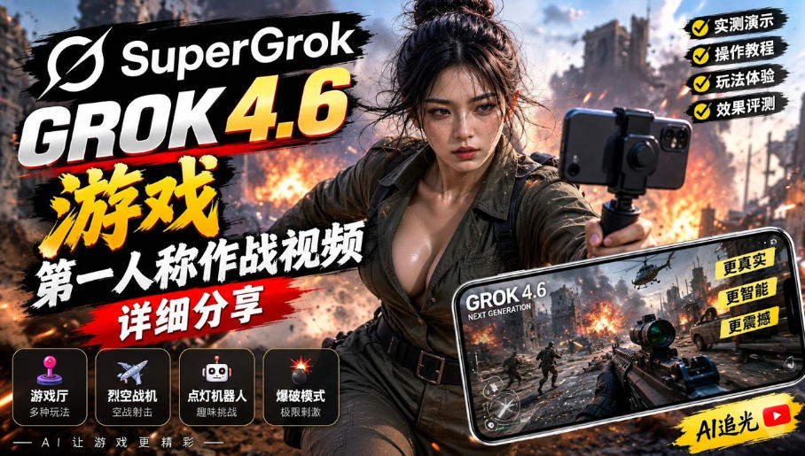Grok 4.6也能做游戏?第一人称作战视频实测|玩法详细讲解-鼎铸网