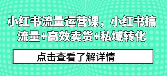 8e8dbba4d2385bc5df486913108d3df3.jpeg 小红书流量运营课,小红书搞流量+高效卖货+私域转化