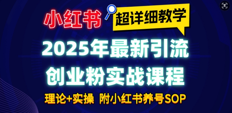 2025年最新小红书引流创业粉实战课程【超详细教学】小白轻松上手,月入1W+,附小红书养号SOP-鼎铸网