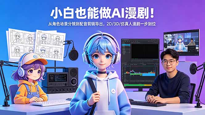 小白也能做AI漫剧!从角色场景分镜到配音剪辑导出,2D/3D/仿真人漫剧一步到位-鼎铸网