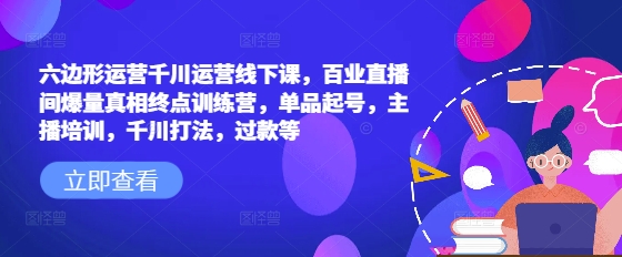 90e118a4466390a4208323fedfa047c7.jpeg 六边形运营千川运营线下课,百业直播间爆量真相终点训练营,单品起号,主播培训,千川打法,过款等