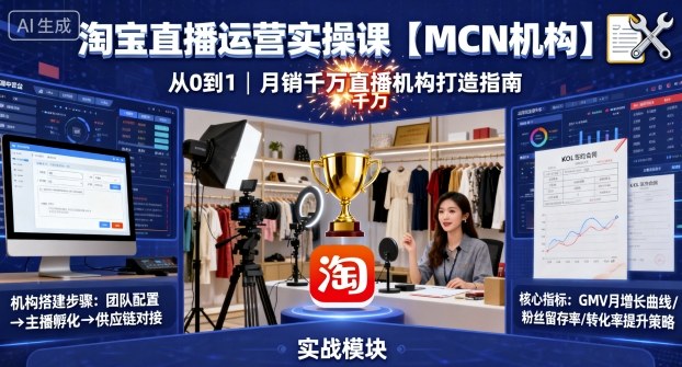90ed42b4f4e560b3756b61b22ac87170.jpeg 淘宝直播运营实操课【MCN机构】,从0到1做一家月销千W的直播机构