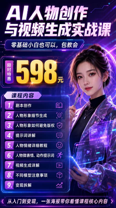 91176635a98ae02432a313bd1798487c.jpeg 抖音5W粉丝博主的AI真人日系女孩制作教学,AI人物创作与视频生成实战课,新手也能快速起号涨粉变现
