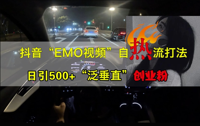 抖音EMO视频自热打法，日引500+“泛垂直”创业粉-鼎铸网