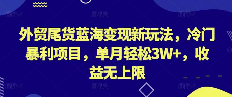 915e74ff7b710469b59a98a0a676525b.jpeg 外贸尾货蓝海变现新玩法,冷门暴利项目,单月轻松3W+,收益无上限【揭秘】
