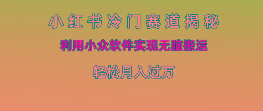 小红书冷门赛道揭秘,利用小众软件实现无脑搬运，轻松月入过万-鼎铸网