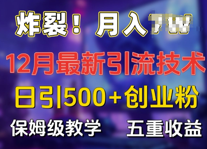 炸裂!揭秘12月最新日引流500+精准创业粉，多重收益保姆级教学-鼎铸网