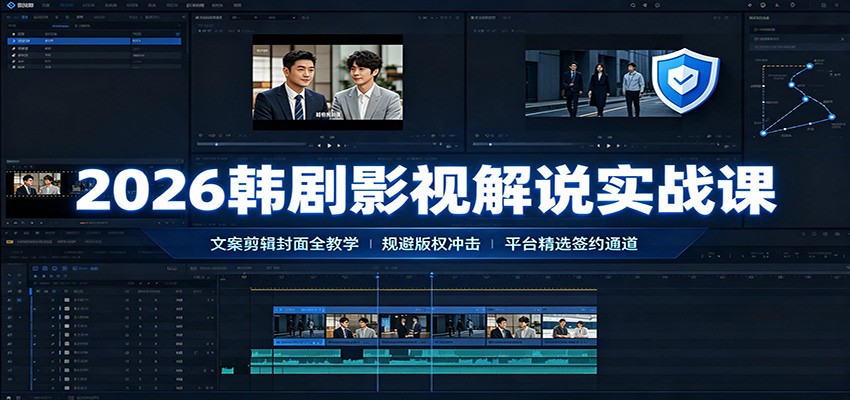 2026韩剧影视解说实战课:文案剪辑封面全教学,规避版权冲击平台精选签约通道-鼎铸网
