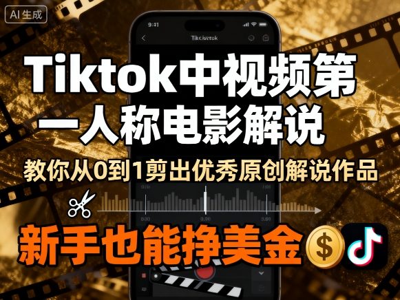 Tiktok中视频第一人称电影解说,教你从0到1剪出一个优秀的原创解说作品,新手也能挣美金-鼎铸网