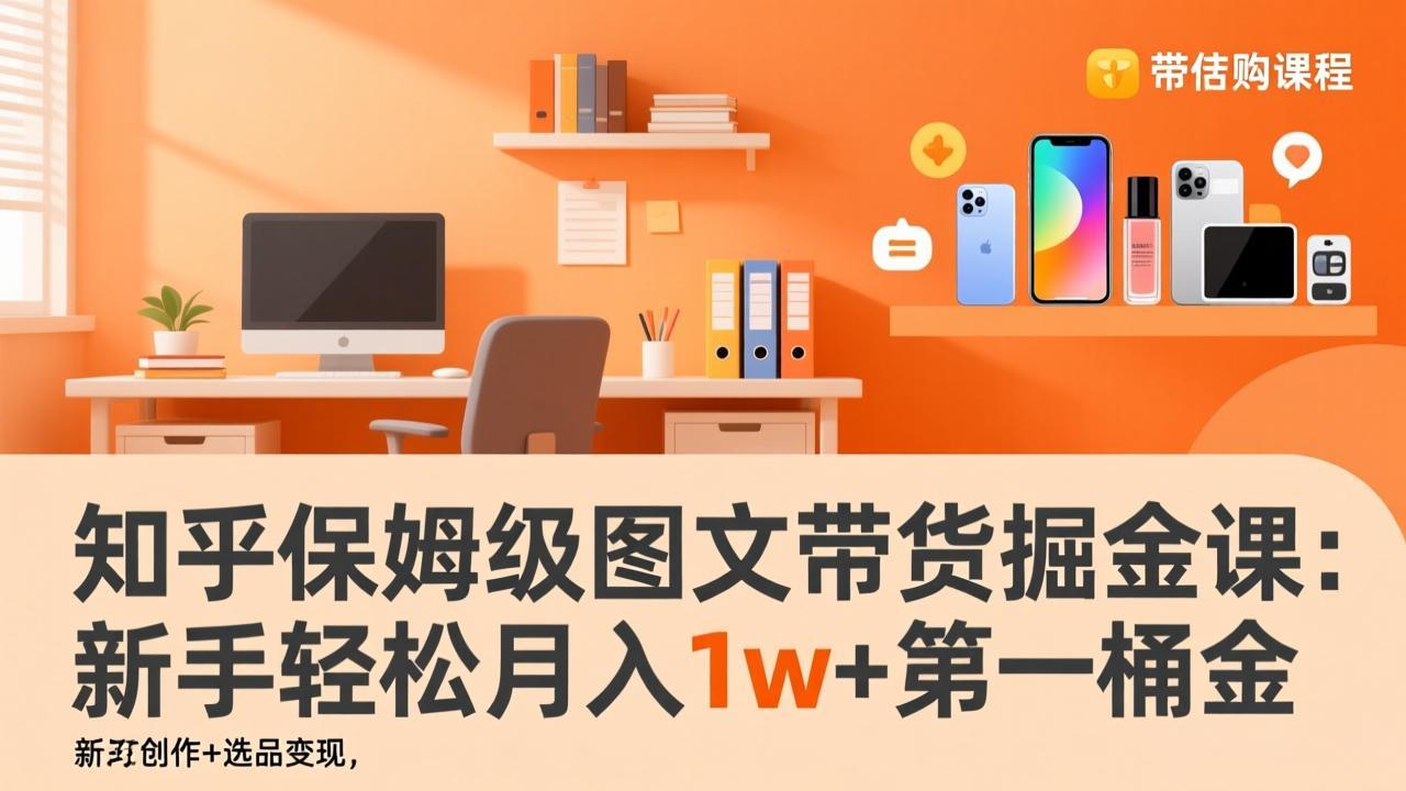 知乎保姆级图文带货掘金课:账号打造+爆文创作+选品变现,新手轻松月入1w+第一桶金-鼎铸网
