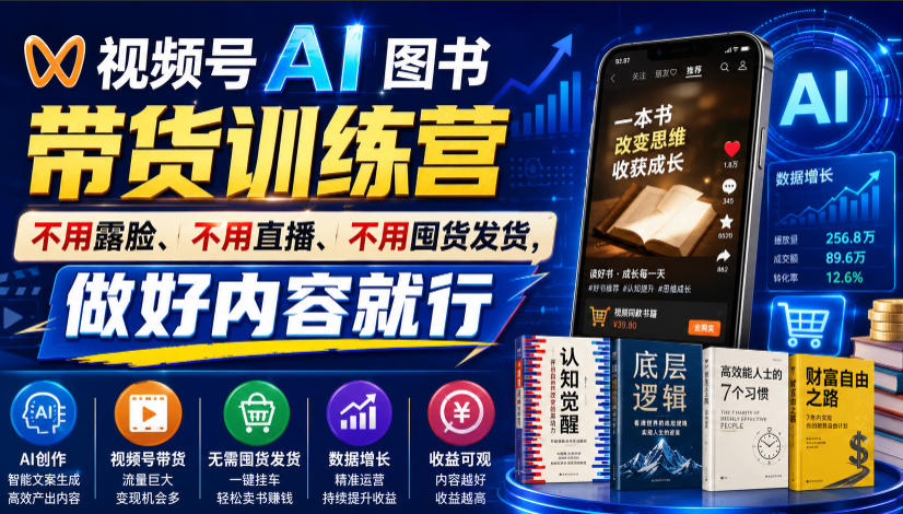 933613c65ea41d664e0511b47c1ddbed.jpeg 视频号AI图书带货训练营,不用露脸、不用直播、不用囤货发货,做好内容就行,一条爆款视频佣金8942