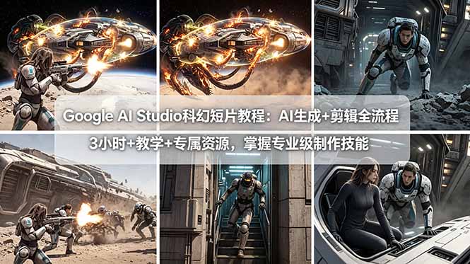 Google AI Studio科幻短片教程:AI生成+剪辑全流程,3小时+教学+专属资源,掌握专业级制作技能-鼎铸网