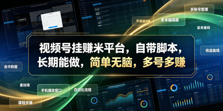 视频号挂賺米平台，自带脚本，长期能做，简单无脑，多号多賺【揭秘】-鼎铸网