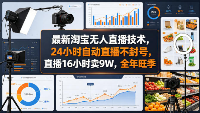 941704fbf00ef6ec5840316ed8a2e364.jpeg 最新淘宝无人直播技术,24小时自动直播不封号,直播16小时卖9W,全年旺季【揭秘】