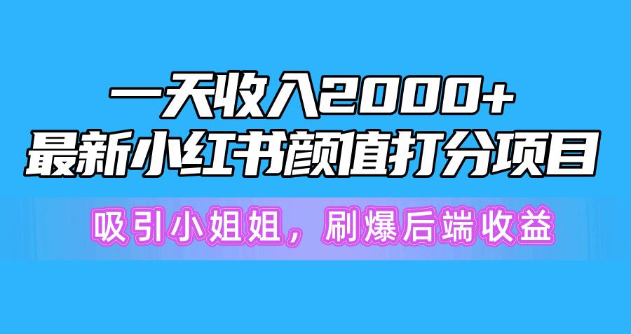 一天收入2000+，最新小红书颜值打分项目，吸引小姐姐，刷爆后端收益-鼎铸网