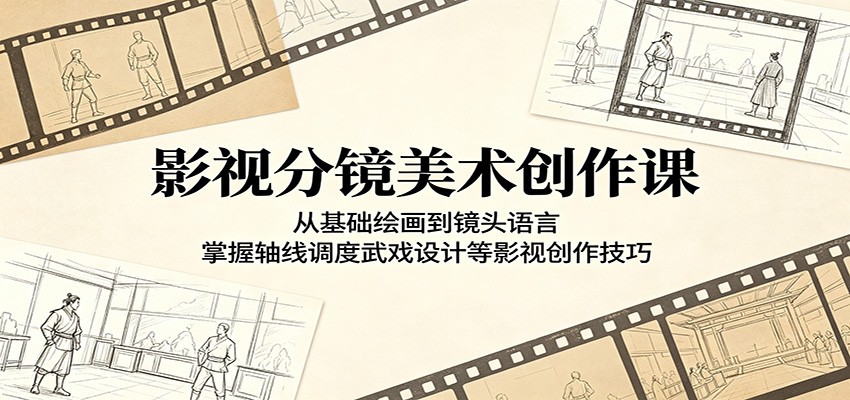 影视分镜美术创作课:从基础绘画到镜头语言,掌握轴线调度武戏设计等影视创作技巧-鼎铸网