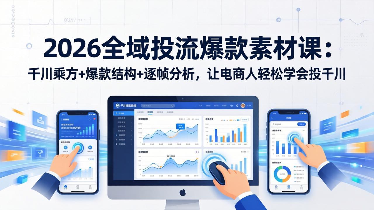 95aba56c346272d5bfeb35d298389436.jpeg 2026全域投流爆款素材课:千川乘方+爆款结构+逐帧分析,让电商人轻松学会投千川